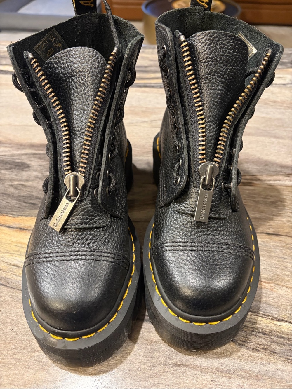 Women’s Dr. Martens Black SINCLAIR MILLED NAPPA LEATHER PLATFORM BOOTS